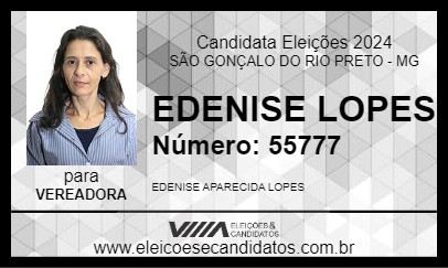 Candidato EDENISE LOPES 2024 - SÃO GONÇALO DO RIO PRETO - Eleições