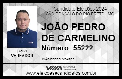 Candidato JOÃO PEDRO DE CARMELINO 2024 - SÃO GONÇALO DO RIO PRETO - Eleições