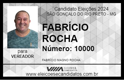 Candidato FABRÍCIO ROCHA 2024 - SÃO GONÇALO DO RIO PRETO - Eleições