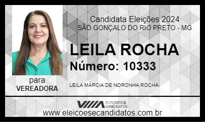 Candidato LEILA ROCHA 2024 - SÃO GONÇALO DO RIO PRETO - Eleições