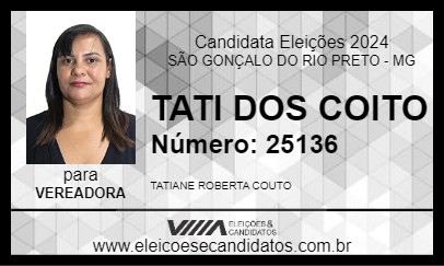 Candidato TATI DOS COITO 2024 - SÃO GONÇALO DO RIO PRETO - Eleições