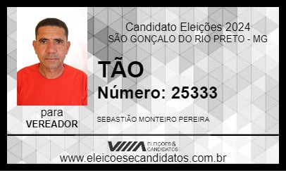 Candidato TÃO 2024 - SÃO GONÇALO DO RIO PRETO - Eleições