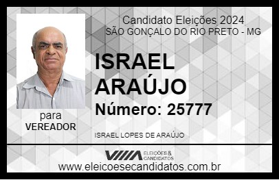 Candidato ISRAEL ARAÚJO 2024 - SÃO GONÇALO DO RIO PRETO - Eleições