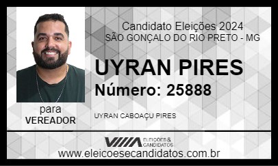 Candidato UYRAN PIRES 2024 - SÃO GONÇALO DO RIO PRETO - Eleições