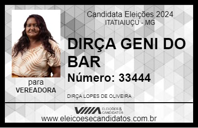 Candidato DIRÇA GENI DO BAR 2024 - ITATIAIUÇU - Eleições