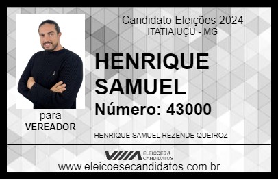 Candidato HENRIQUE SAMUEL 2024 - ITATIAIUÇU - Eleições