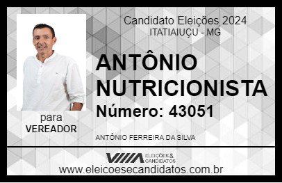 Candidato ANTÔNIO NUTRICIONISTA 2024 - ITATIAIUÇU - Eleições