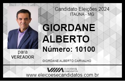 Candidato GIORDANE ALBERTO 2024 - ITAÚNA - Eleições