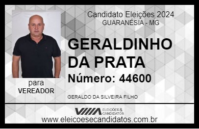 Candidato GERALDINHO DA PRATA 2024 - GUARANÉSIA - Eleições