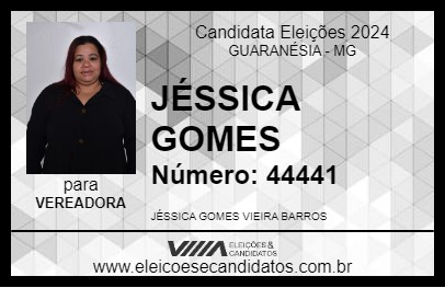 Candidato JÉSSICA GOMES 2024 - GUARANÉSIA - Eleições