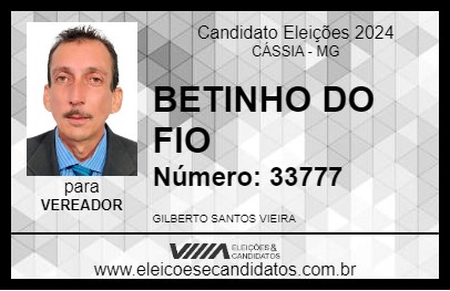 Candidato BETINHO DO FIO 2024 - CÁSSIA - Eleições