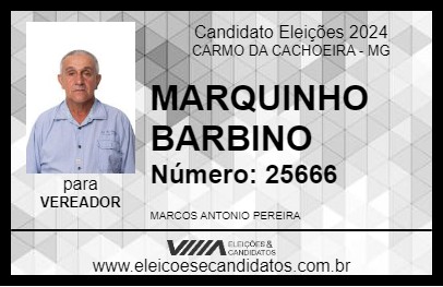 Candidato MARQUINHO BARBINO 2024 - CARMO DA CACHOEIRA - Eleições