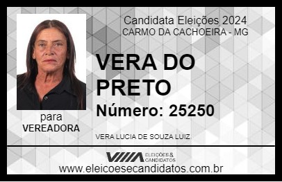 Candidato VERA DO PRETO 2024 - CARMO DA CACHOEIRA - Eleições