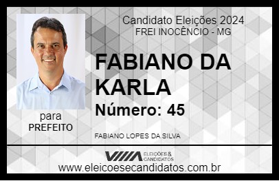 Candidato FABIANO DA KARLA 2024 - FREI INOCÊNCIO - Eleições