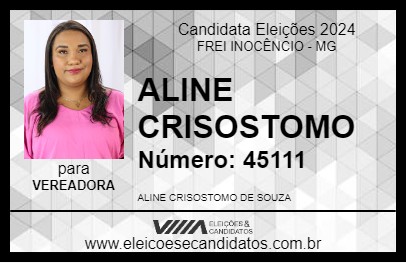 Candidato ALINE CRISOSTOMO 2024 - FREI INOCÊNCIO - Eleições