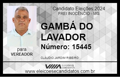 Candidato GAMBÁ DO LAVADOR 2024 - FREI INOCÊNCIO - Eleições