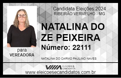 Candidato NATALINA DO ZE PEIXEIRA 2024 - RIBEIRÃO VERMELHO - Eleições