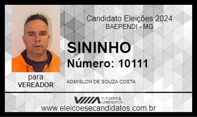 Candidato SININHO 2024 - BAEPENDI - Eleições