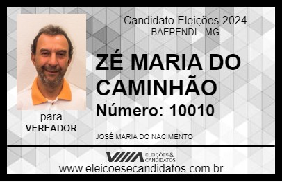 Candidato ZÉ MARIA DO CAMINHÃO 2024 - BAEPENDI - Eleições