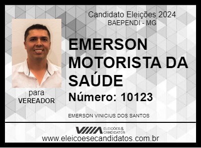 Candidato EMERSON MOTORISTA DA SAÚDE 2024 - BAEPENDI - Eleições