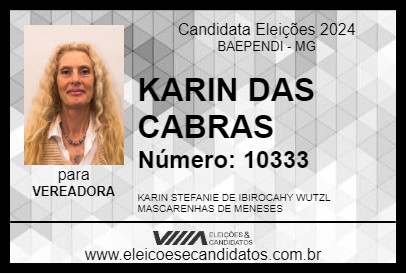 Candidato KARIN DAS CABRAS 2024 - BAEPENDI - Eleições