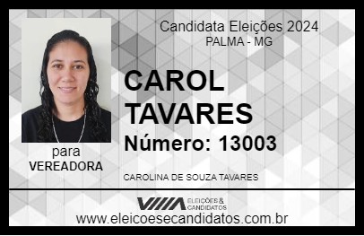 Candidato CAROL TAVARES 2024 - PALMA - Eleições