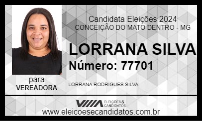 Candidato LORRANA SILVA 2024 - CONCEIÇÃO DO MATO DENTRO - Eleições