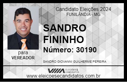 Candidato SANDRO FININHO 2024 - FUNILÂNDIA - Eleições