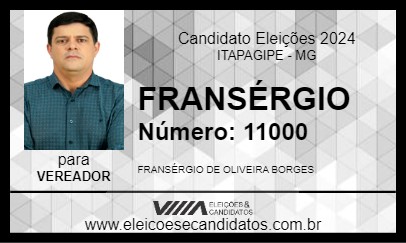 Candidato FRANSÉRGIO 2024 - ITAPAGIPE - Eleições