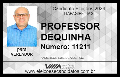 Candidato PROFESSOR DEQUINHA 2024 - ITAPAGIPE - Eleições