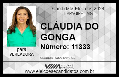 Candidato CLÁUDIA DO GONGA 2024 - ITAPAGIPE - Eleições