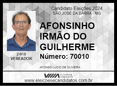 Candidato AFONSINHO IRMÃO DO GUILHERME 2024 - SÃO JOSÉ DA BARRA - Eleições