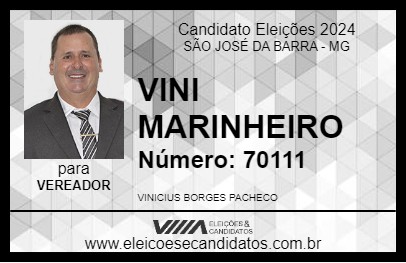 Candidato VINI MARINHEIRO 2024 - SÃO JOSÉ DA BARRA - Eleições