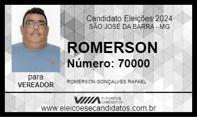 Candidato ROMERSON 2024 - SÃO JOSÉ DA BARRA - Eleições