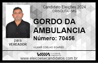 Candidato GORDO DA AMBULANCIA 2024 - CRISÓLITA - Eleições