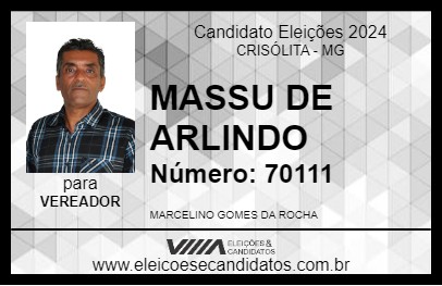 Candidato MASSU DE ARLINDO 2024 - CRISÓLITA - Eleições