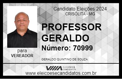 Candidato PROFESSOR GERALDO 2024 - CRISÓLITA - Eleições