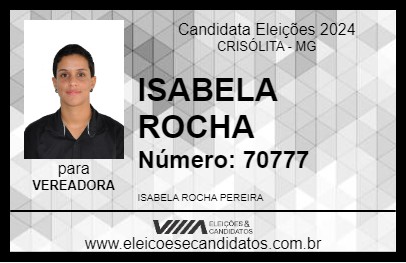 Candidato ISABELA ROCHA 2024 - CRISÓLITA - Eleições