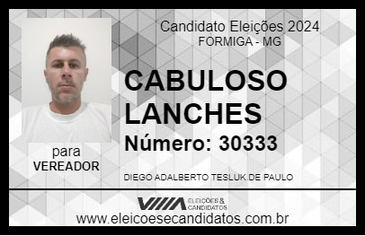 Candidato CABULOSO LANCHES 2024 - FORMIGA - Eleições