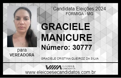 Candidato GRACIELE MANICURE 2024 - FORMIGA - Eleições