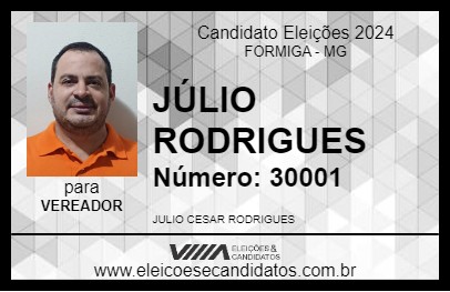 Candidato JÚLIO RODRIGUES 2024 - FORMIGA - Eleições