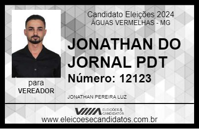 Candidato JONATHAN DO JORNAL PDT 2024 - ÁGUAS VERMELHAS - Eleições