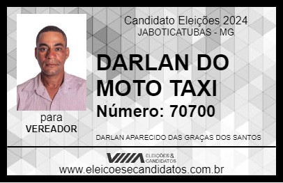 Candidato DARLAN DO MOTO TAXI 2024 - JABOTICATUBAS - Eleições