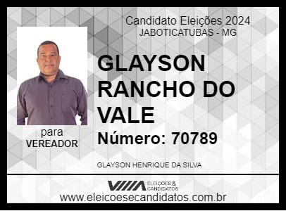 Candidato GLAYSON RANCHO DO VALE 2024 - JABOTICATUBAS - Eleições