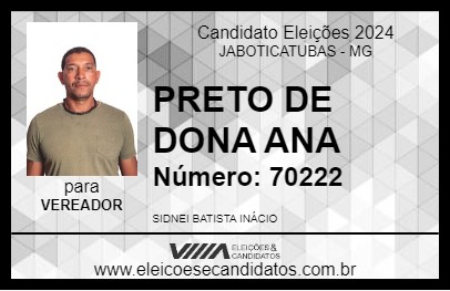 Candidato PRETO DE DONA ANA 2024 - JABOTICATUBAS - Eleições