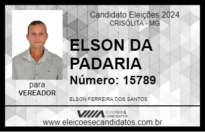 Candidato ELSON DA PADARIA 2024 - CRISÓLITA - Eleições