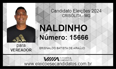 Candidato NALDINHO 2024 - CRISÓLITA - Eleições