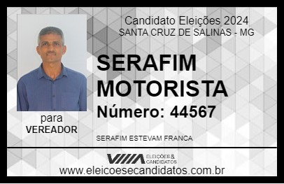 Candidato SERAFIM MOTORISTA 2024 - SANTA CRUZ DE SALINAS - Eleições