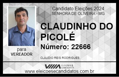 Candidato CLAUDINHO DO PICOLÉ 2024 - SENHORA DE OLIVEIRA - Eleições