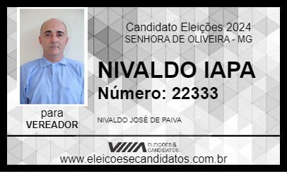 Candidato NIVALDO IAPA 2024 - SENHORA DE OLIVEIRA - Eleições